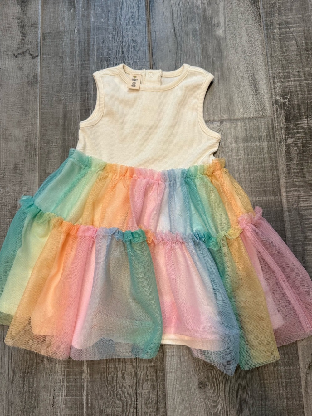 Tucker and Tate 18m Girls Cream Top Pastel Rainbow Tulle Dress